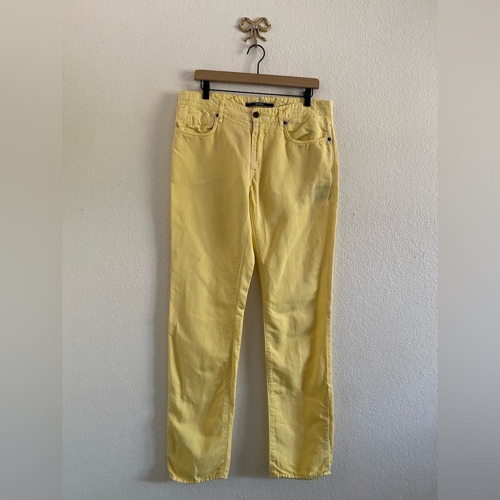 Incotex Pants Mens Yellow ChinoLino Linen Cotton Ray Regular Pant